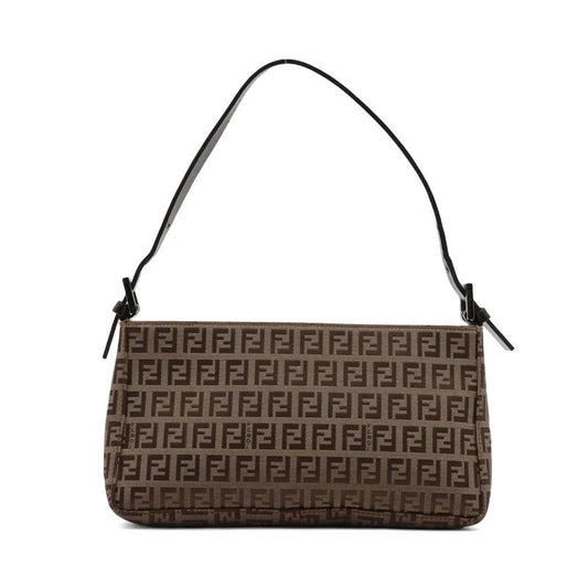 Fendi Zucchino Canvas Leather Shoulder Bag Shoulder Tote Hand Brown Women's MMM