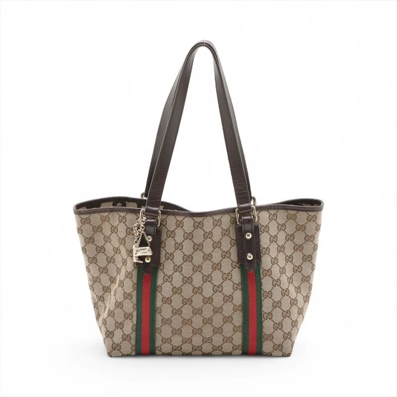 Gucci GG Canvas Sherry Line 137396 Leather Tote Bag Shoulder Hand Women's MMM