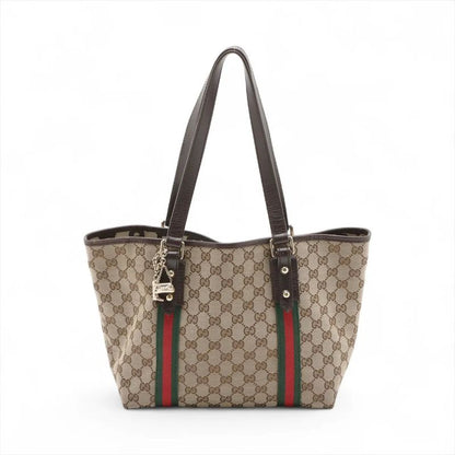 Gucci GG Canvas Sherry Line 137396 Leather Tote Bag Shoulder Hand Women's MMM