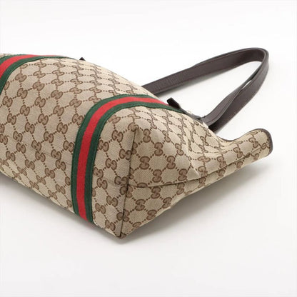 Gucci GG Canvas Sherry Line 137396 Leather Tote Bag Shoulder Hand Women's MMM