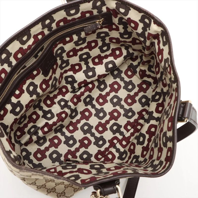 Gucci GG Canvas Sherry Line 137396 Leather Tote Bag Shoulder Hand Women's MMM