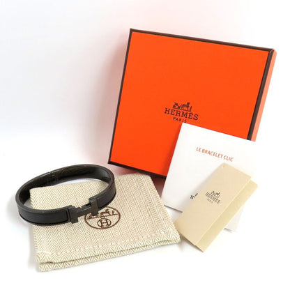 Hermes Click Crack PM So-black Bangle Bracelet Black H Men's Jewelry-