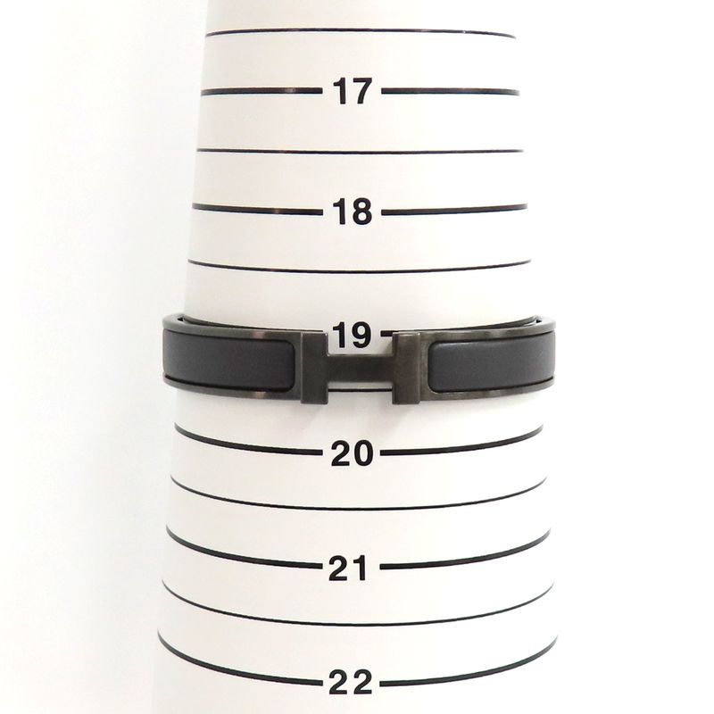 Hermes Click Crack PM So-black Bangle Bracelet Black H Men's Jewelry-