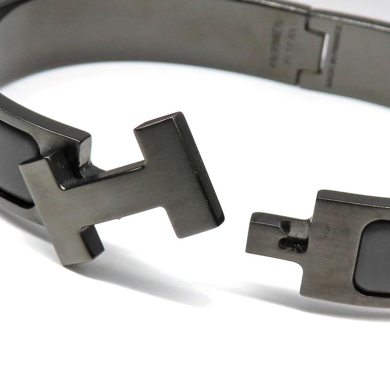 Hermes Click Crack PM So-black Bangle Bracelet Black H Men's Jewelry-