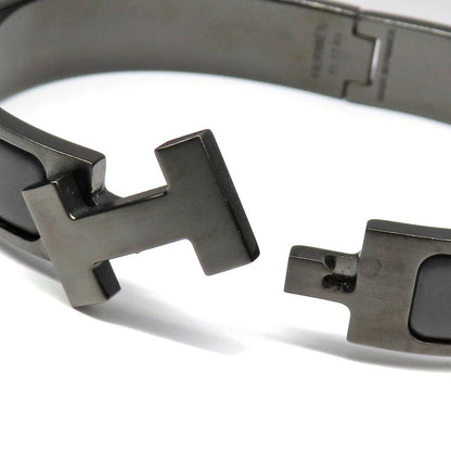Hermes Click Crack PM So-black Bangle Bracelet Black H Men's Jewelry-
