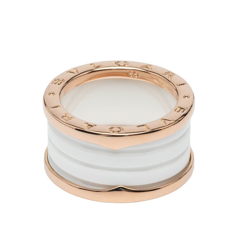 Bulgari Bee Zero One Ring #55 18K Pink Gold Pink Gold White Ceramic Ladies