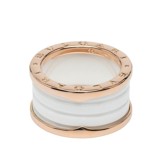 Bulgari Bee Zero One Ring #55 18K Pink Gold Pink Gold White Ceramic Ladies