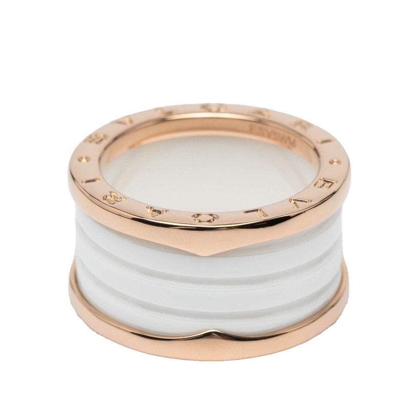 Bulgari Bee Zero One Ring #55 18K Pink Gold Pink Gold White Ceramic Ladies