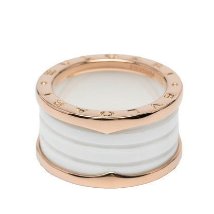 Bulgari Bee Zero One Ring #55 18K Pink Gold Pink Gold White Ceramic Ladies
