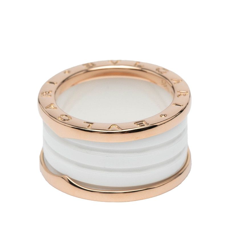 Bulgari Bee Zero One Ring #55 18K Pink Gold Pink Gold White Ceramic Ladies
