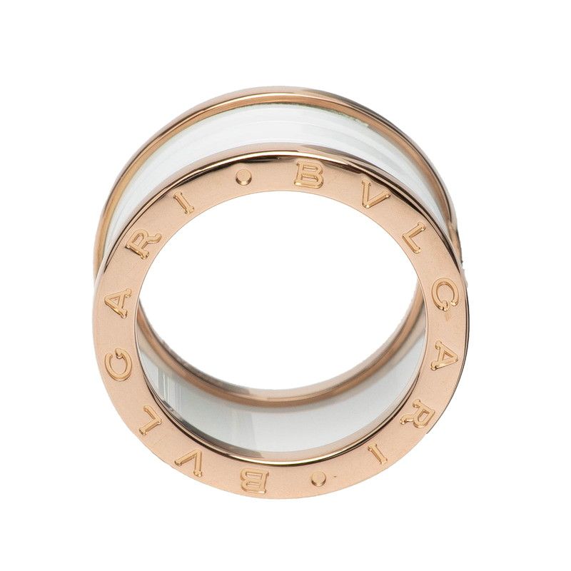 Bulgari Bee Zero One Ring #55 18K Pink Gold Pink Gold White Ceramic Ladies