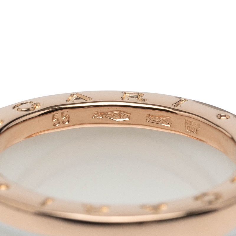 Bulgari Bee Zero One Ring #55 18K Pink Gold Pink Gold White Ceramic Ladies