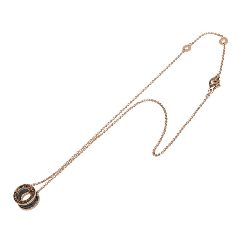 Bulgari Bee Zero One Pendant Necklace Black 18K Pink Gold Pink Gold Ceramic