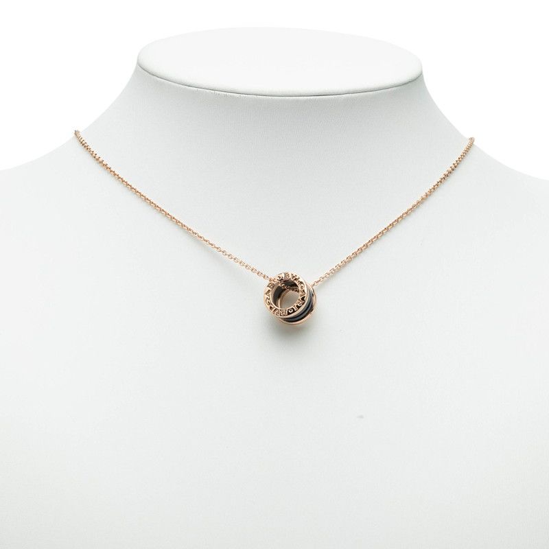 Bulgari Bee Zero One Pendant Necklace Black 18K Pink Gold Pink Gold Ceramic