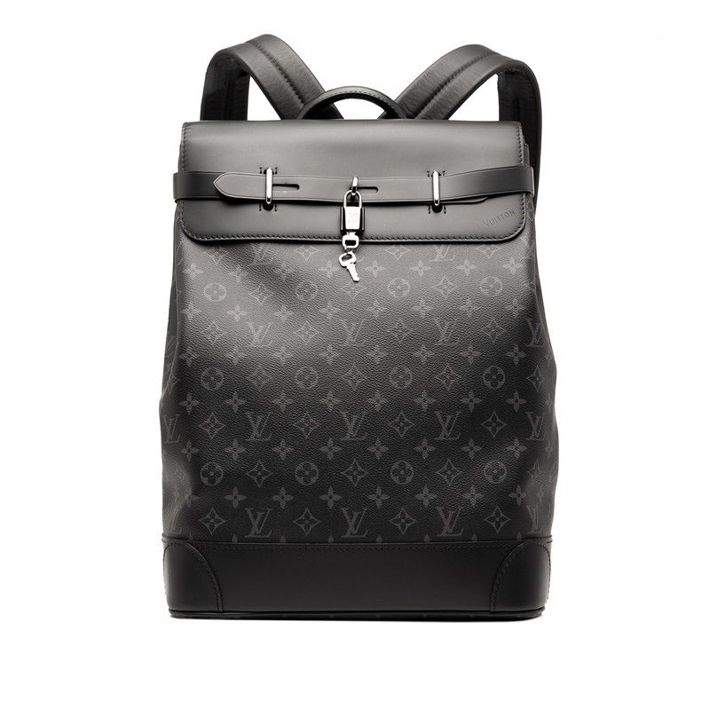 Louis Vuitton Monogram Eclipse Steamer Backpack M44052 Black PVC Leather Men