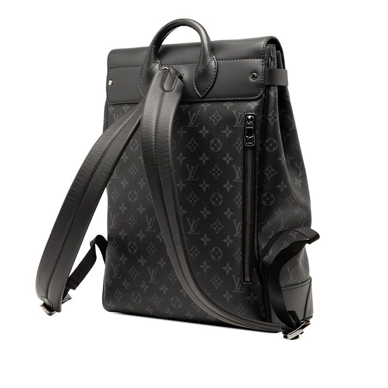 Louis Vuitton Monogram Eclipse Steamer Backpack M44052 Black PVC Leather Men