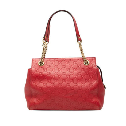 Guccissima Chain Tote Shoulder Bag 453773 Red Leather Ladies Gucci