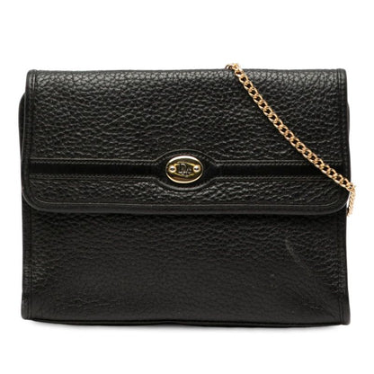 Dior Logo Crossbody Chain Shoulder Bag Black Gold Leather Women's Dior