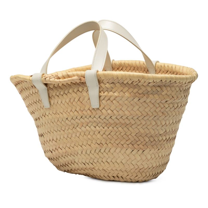 Celine Teen Triomphe Classic Pannier Handbag Bag Basket Bag Beige White Raffia