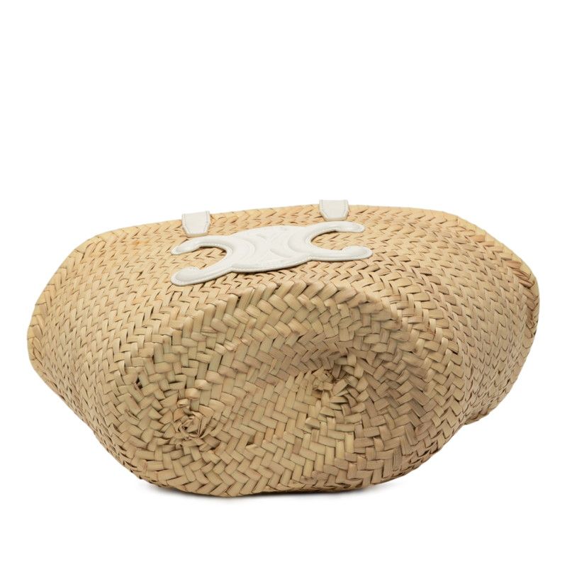Celine Teen Triomphe Classic Pannier Handbag Bag Basket Bag Beige White Raffia