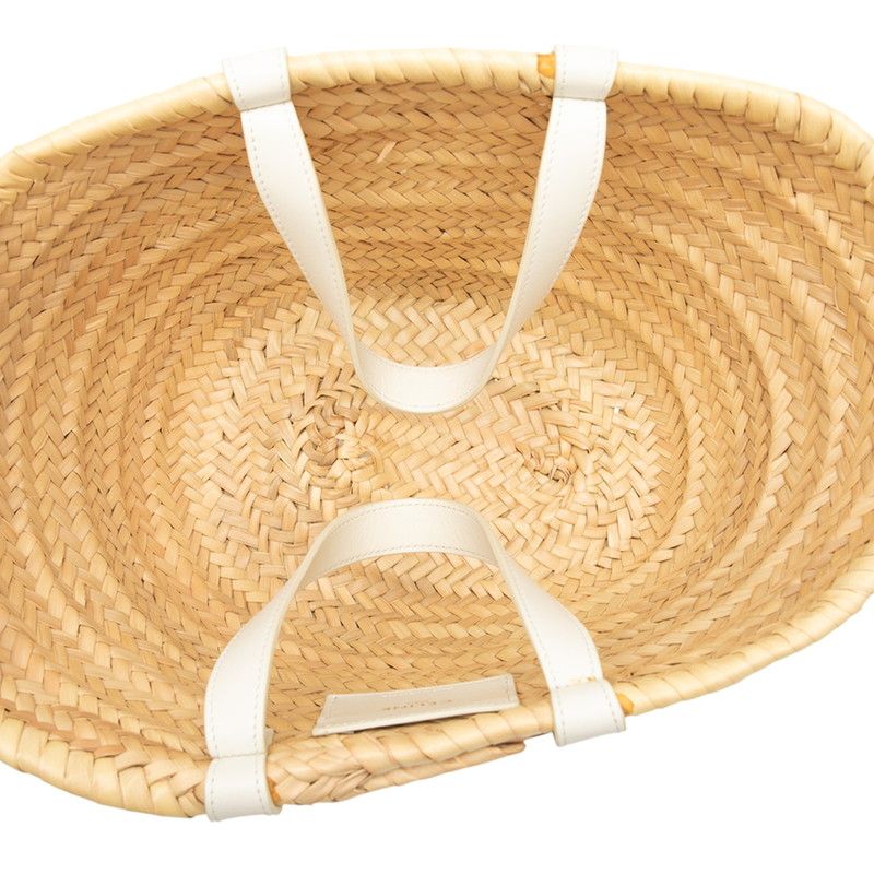 Celine Teen Triomphe Classic Pannier Handbag Bag Basket Bag Beige White Raffia