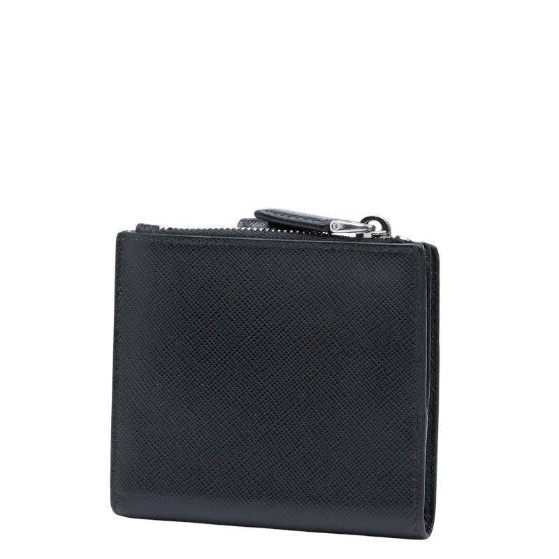Prada Triangle Logo Plate Saffiano Black Leather Women Prada
