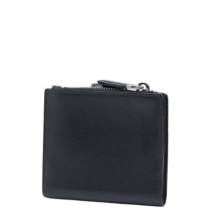 Prada Triangle Logo Plate Saffiano Black Leather Women Prada