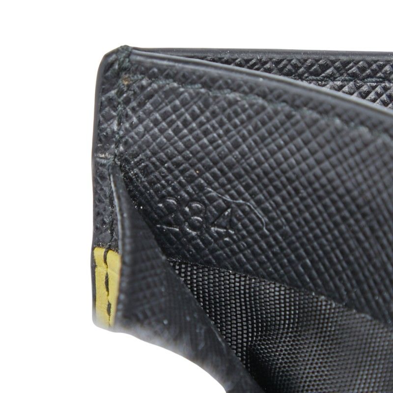 Prada Triangle Logo Plate Saffiano Black Leather Women Prada