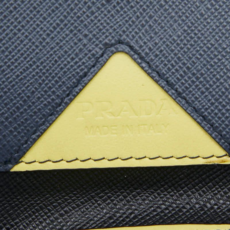 Prada Triangle Logo Plate Saffiano Black Leather Women Prada