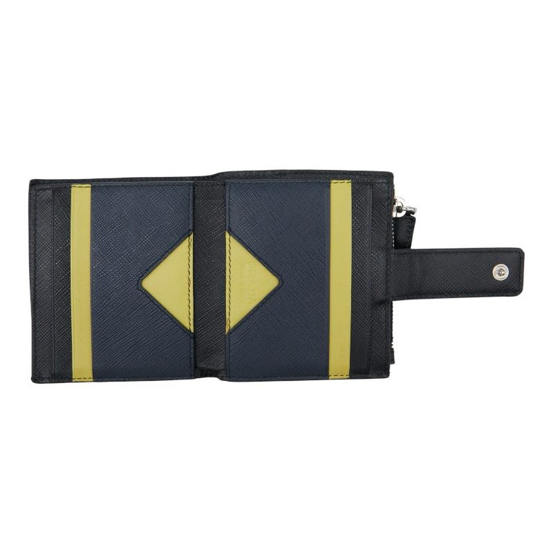 Prada Triangle Logo Plate Saffiano Black Leather Women Prada