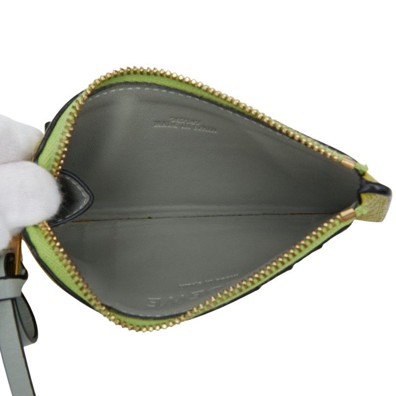 Loewe Anagram Card Case Fragment Case Khaki Green Leather Women Loewe