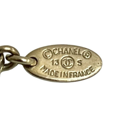 Chanel Coco Mark Swing Pearl GP Fake Necklace Pendant Gold 13S