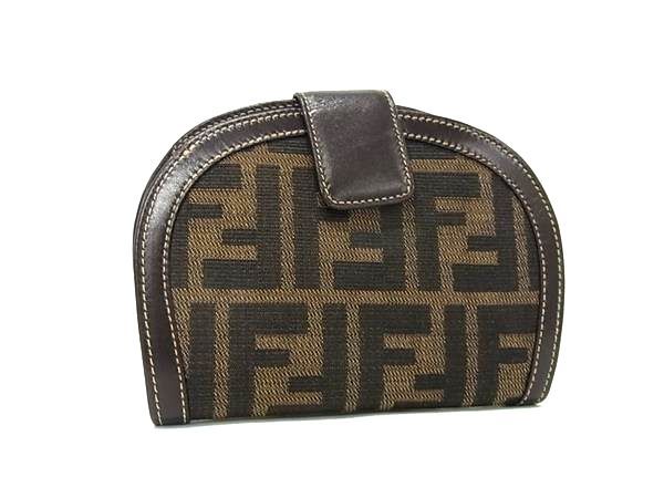 Fendi Zucca Pattern Canvas And Leather Bifold Wallet Coin Purse