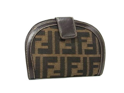 Fendi Zucca Pattern Canvas And Leather Bifold Wallet Coin Purse