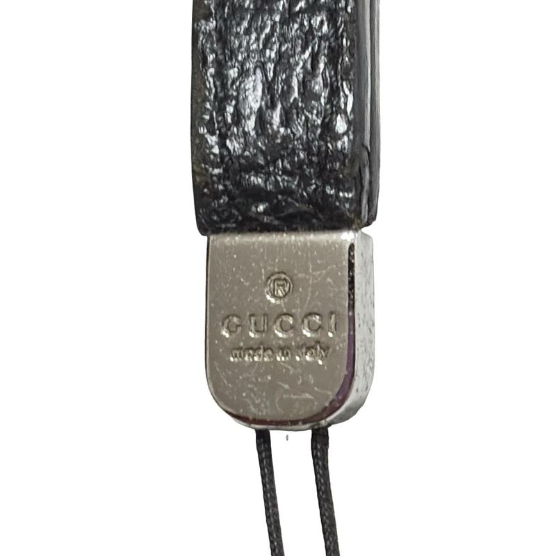 Gucci Cell Phone Strap - Black And Silver Interlocking G Leather