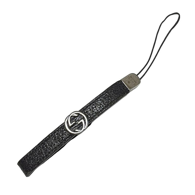 Gucci Cell Phone Strap - Black And Silver Interlocking G Leather