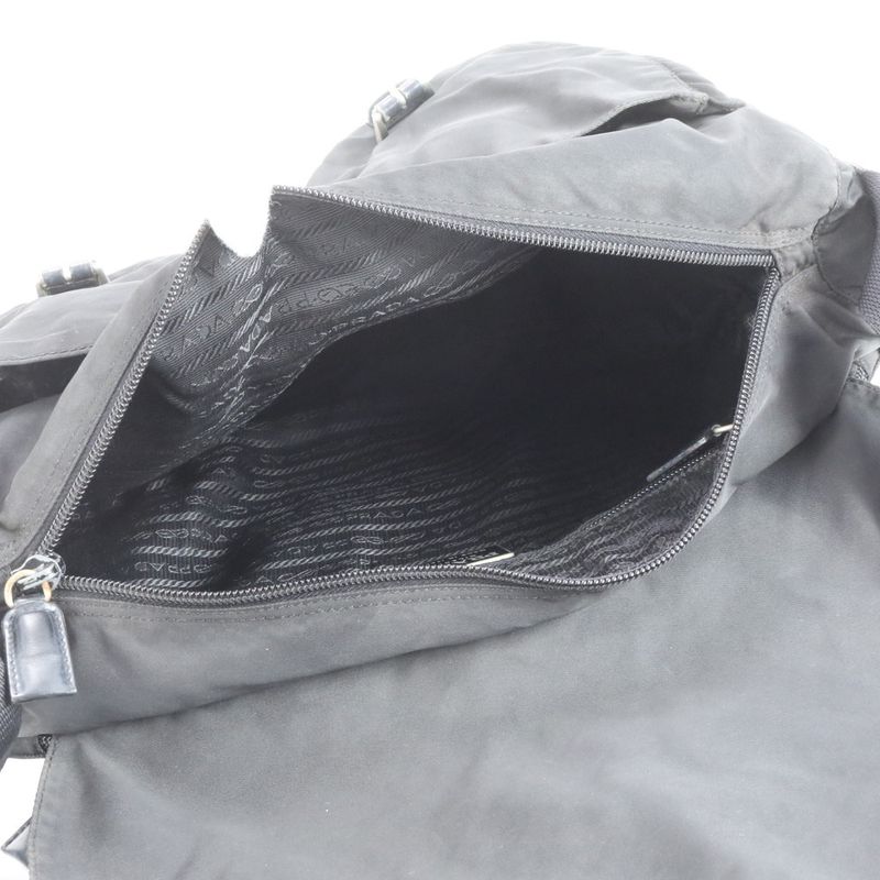 Prada Tessuto Nylon Triangle Logo Leather Shoulder Bag Crossbody Messenger