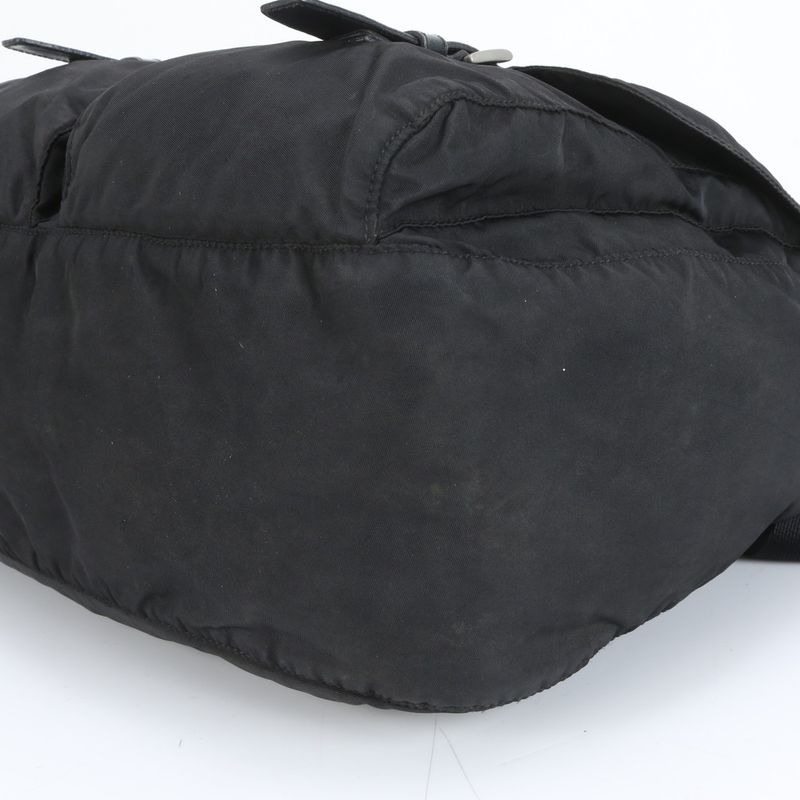 Prada Tessuto Nylon Triangle Logo Leather Shoulder Bag Crossbody Messenger