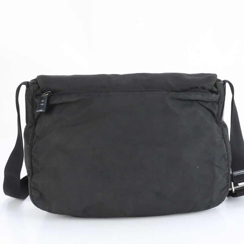 Prada Tessuto Nylon Triangle Logo Leather Shoulder Bag Crossbody Messenger