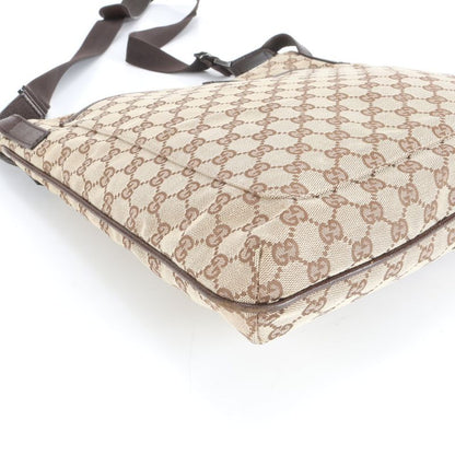 Gucci GG Canvas 122791 Leather Shoulder Bag Crossbody Messenger Commuter Brown