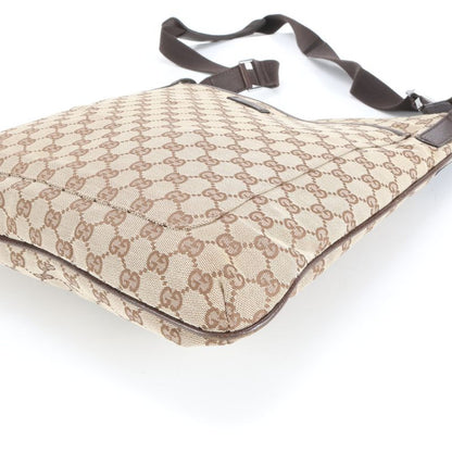 Gucci GG Canvas 122791 Leather Shoulder Bag Crossbody Messenger Commuter Brown