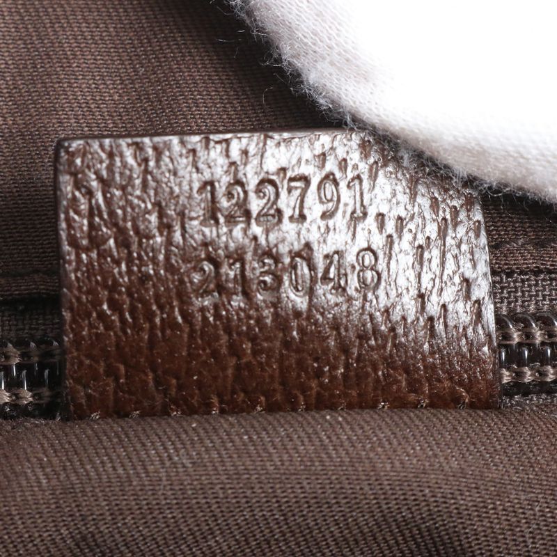 Gucci GG Canvas 122791 Leather Shoulder Bag Crossbody Messenger Commuter Brown