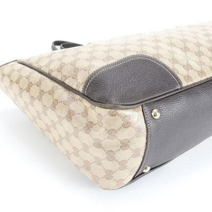 Gucci GG Crystal Sherry Line 293589 Leather Tote Bag Shoulder Brown A4 Ladies