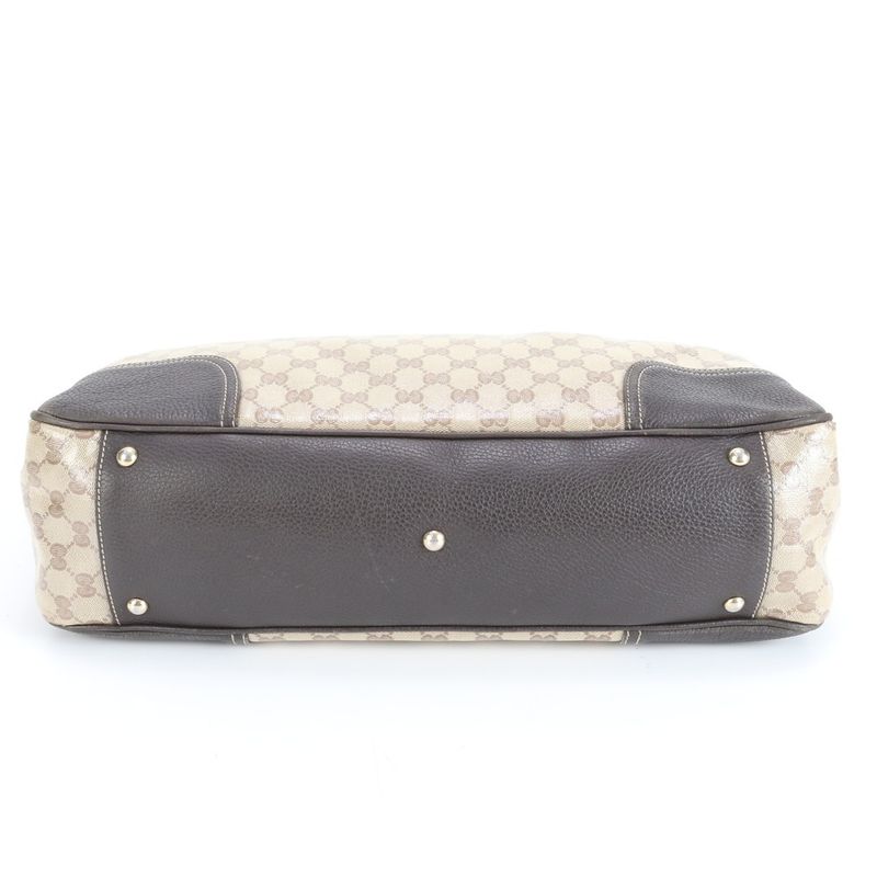 Gucci GG Crystal Sherry Line 293589 Leather Tote Bag Shoulder Brown A4 Ladies