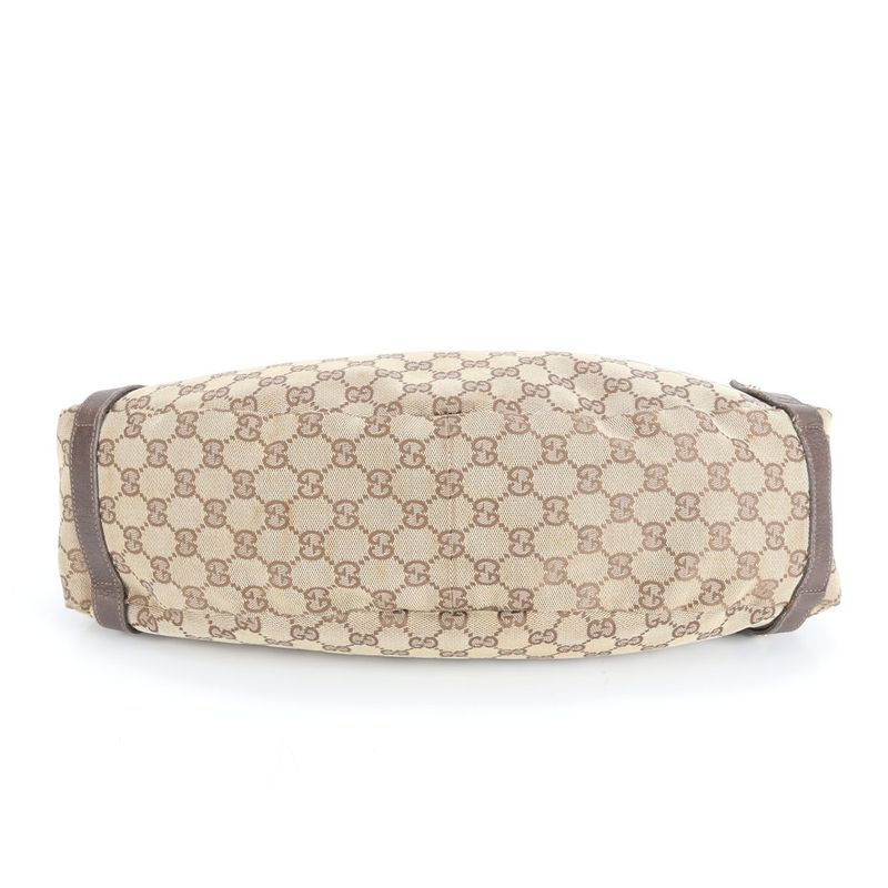 Gucci GG Canvas 130736 Leather Tote Bag Shoulder Hand Brown Women's ECM Cx45-1