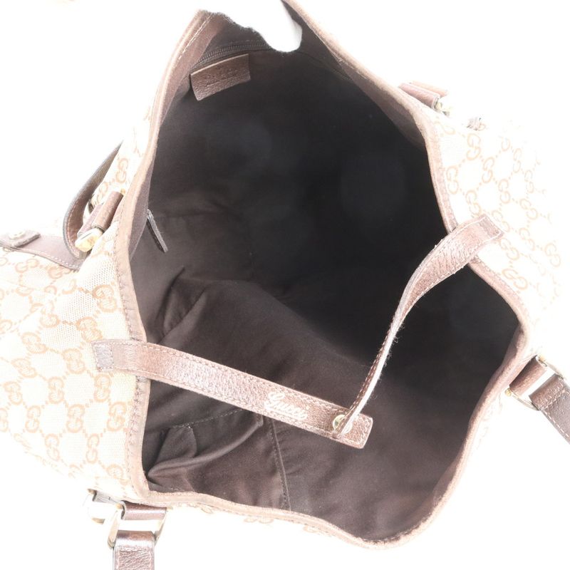 Gucci GG Canvas 130736 Leather Tote Bag Shoulder Hand Brown Women's ECM Cx45-1