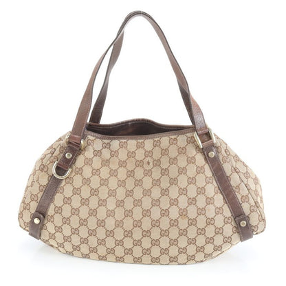 Gucci GG Canvas 130736 Leather Tote Bag Shoulder Hand Brown Women's ECM Cx45-1