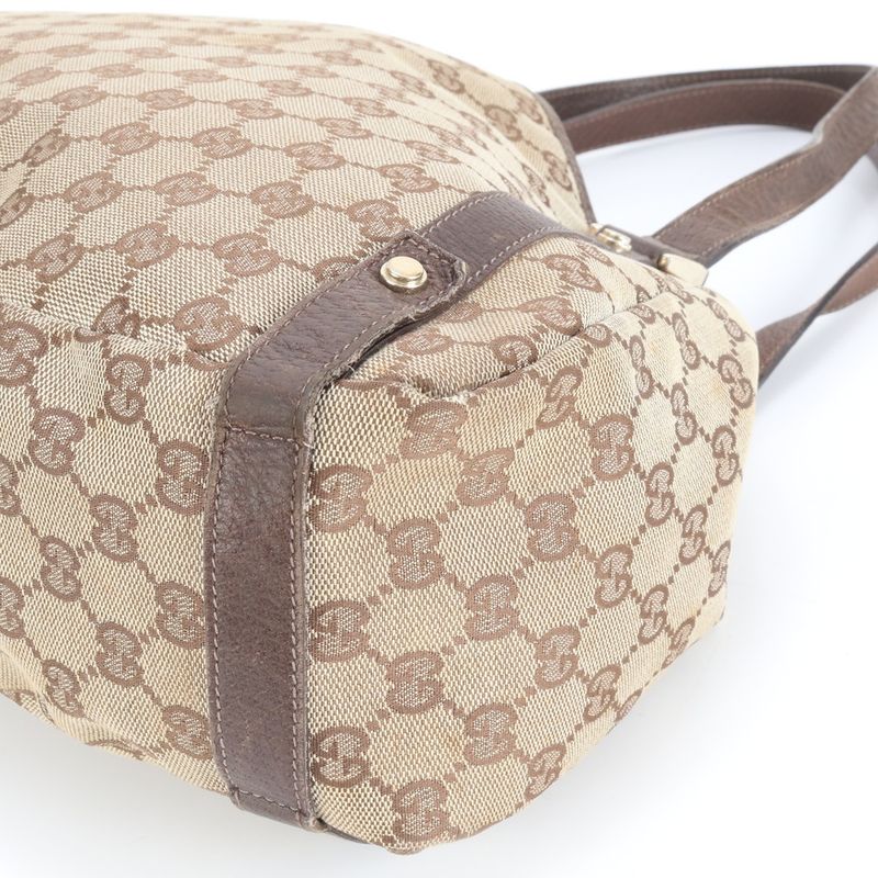 Gucci GG Canvas 130736 Leather Tote Bag Shoulder Hand Brown Women's ECM Cx45-1