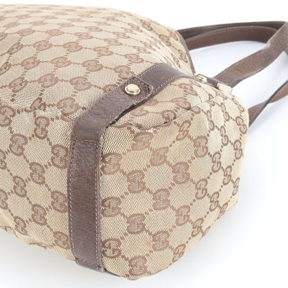 Gucci GG Canvas 130736 Leather Tote Bag Shoulder Hand Brown Women's ECM Cx45-1