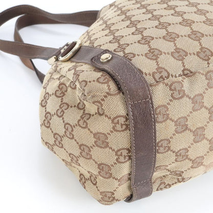 Gucci GG Canvas 130736 Leather Tote Bag Shoulder Hand Brown Women's ECM Cx45-1